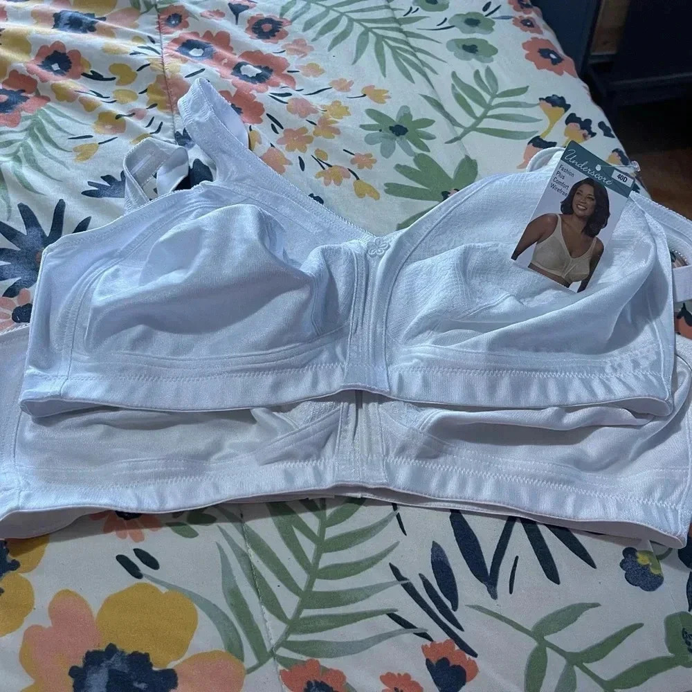 2 Size 40D Underscore Full Figure Support Bra Comfort White JC Penney 1 NWT